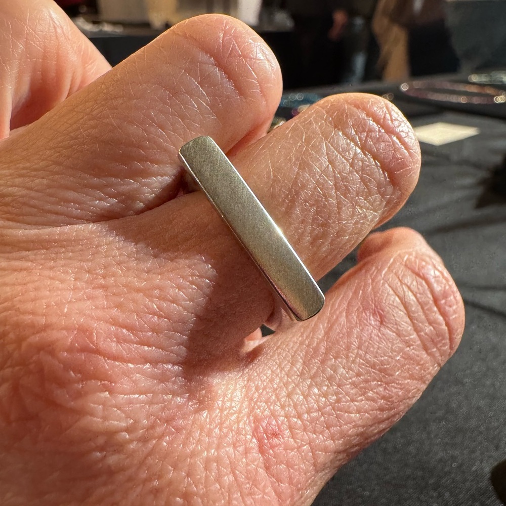 Handmade Silver Bar Ring Size 7 3/4 - Picture 3 of 4